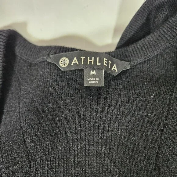 Athleta River Rib Black Sweater Dress Sleeveless Tank Women's Size Medium Merino - Picture 3 of 5